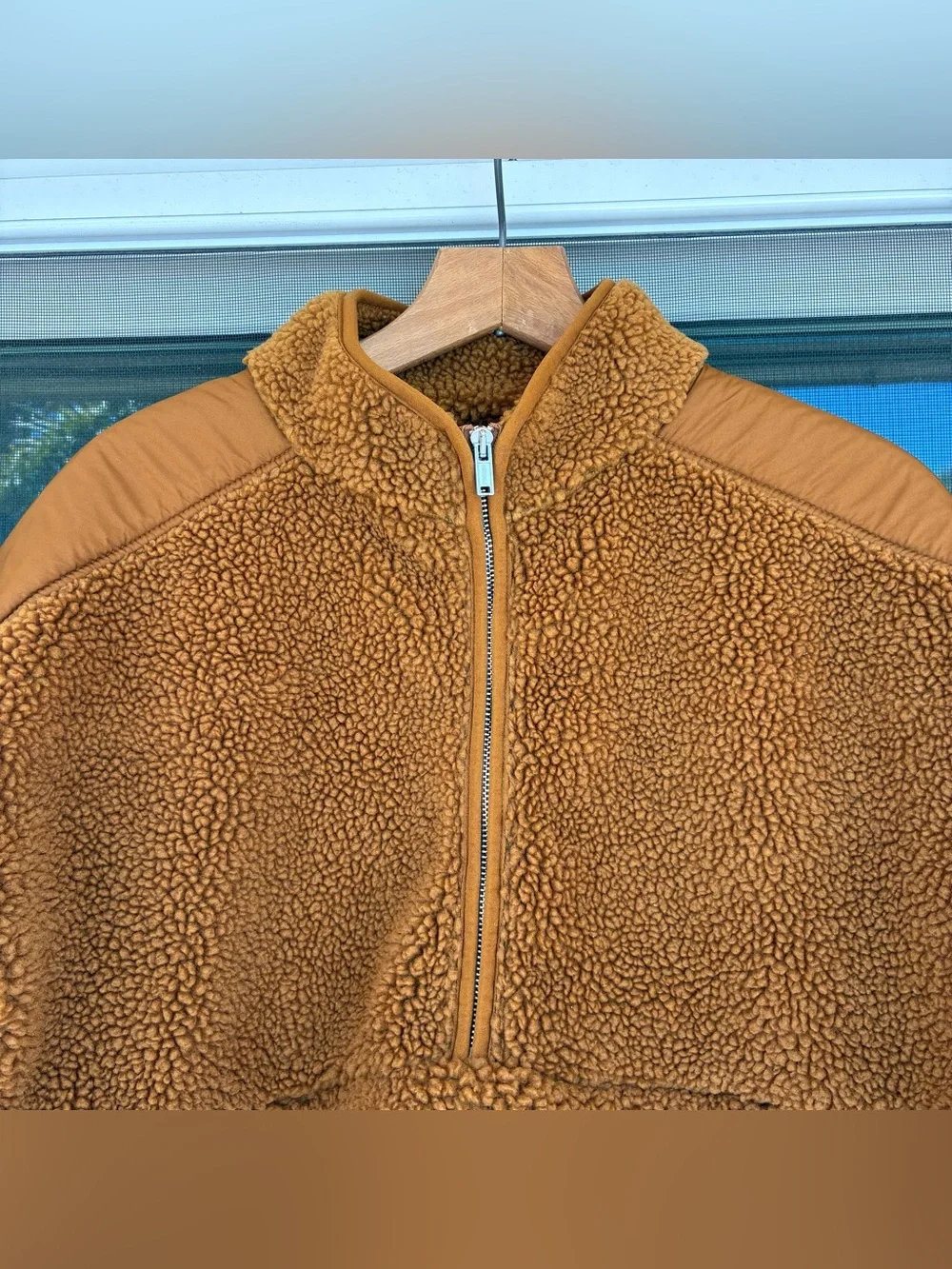 Madewell Faux Shearling Half-Zip Pullover In A Dried Cedar Brown Women’s Size XL